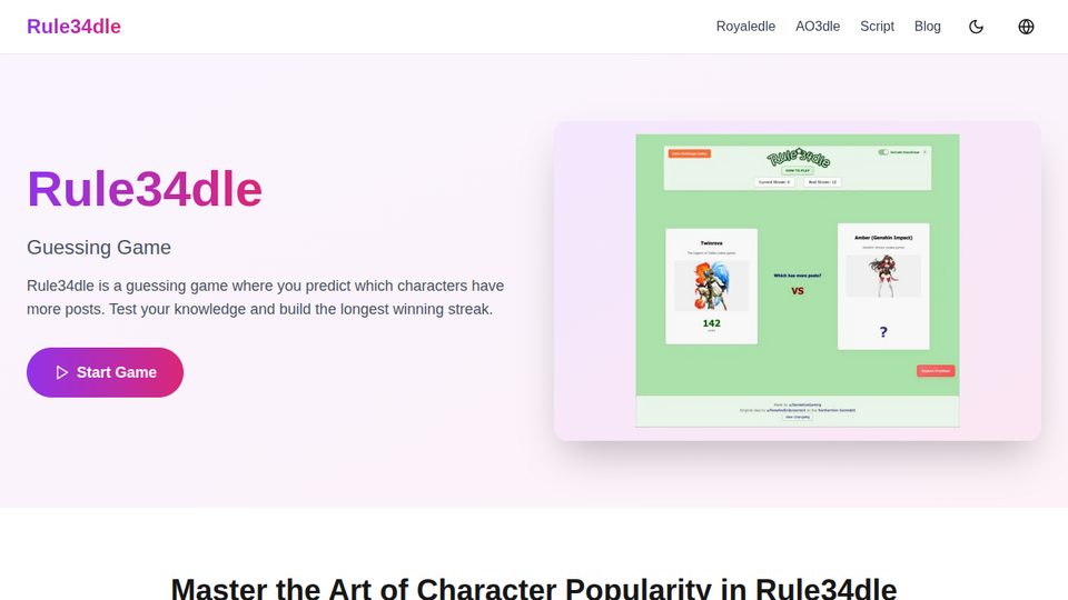 Screenshot of rule34dle