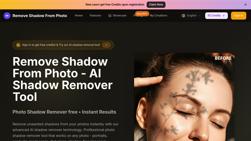 Screenshot of Remove Shadow From Photo