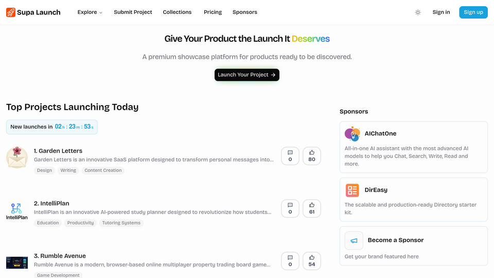 Screenshot of Supa Launch
