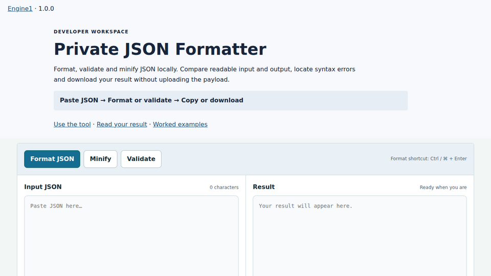 Screenshot of Private JSON Formatter