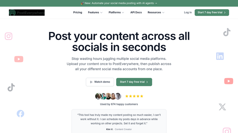 Screenshot of PostEverywhere.ai
