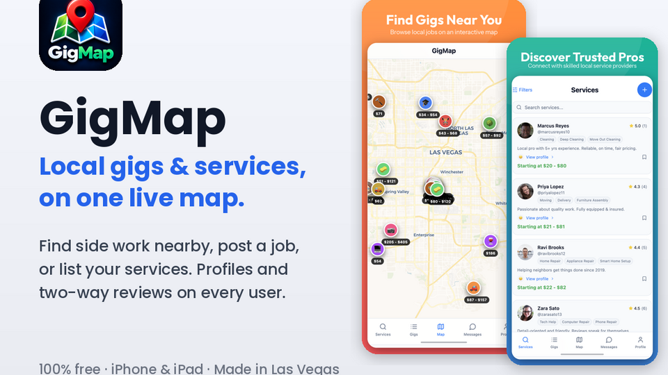 Screenshot of GigMap
