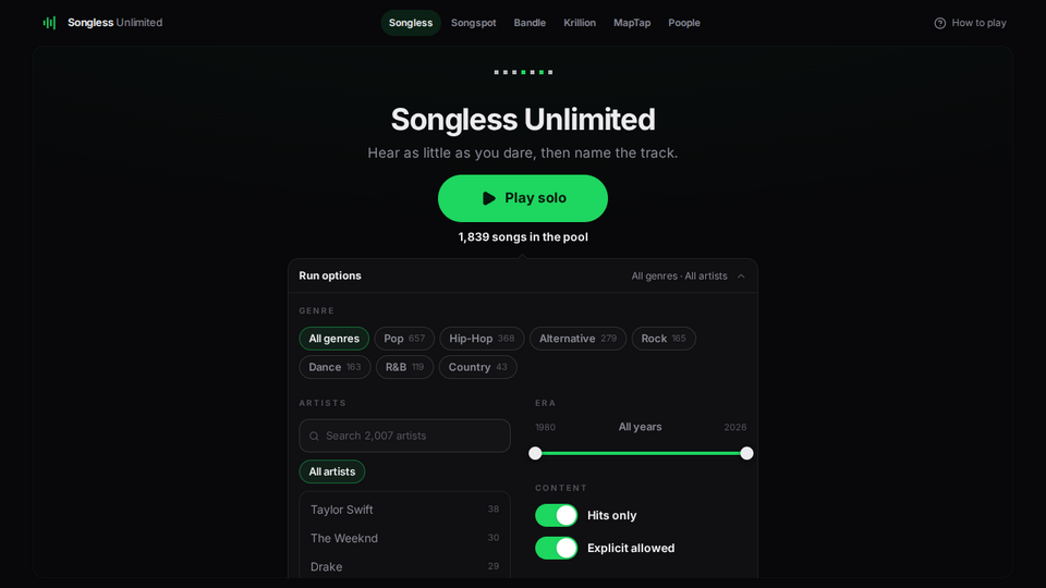 Screenshot of Songless Unlimited