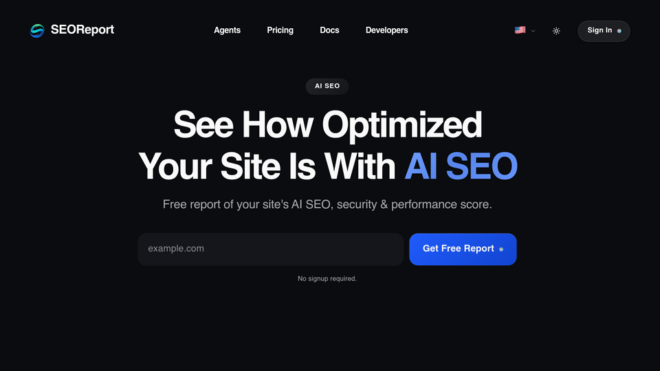 Screenshot of SEOReport