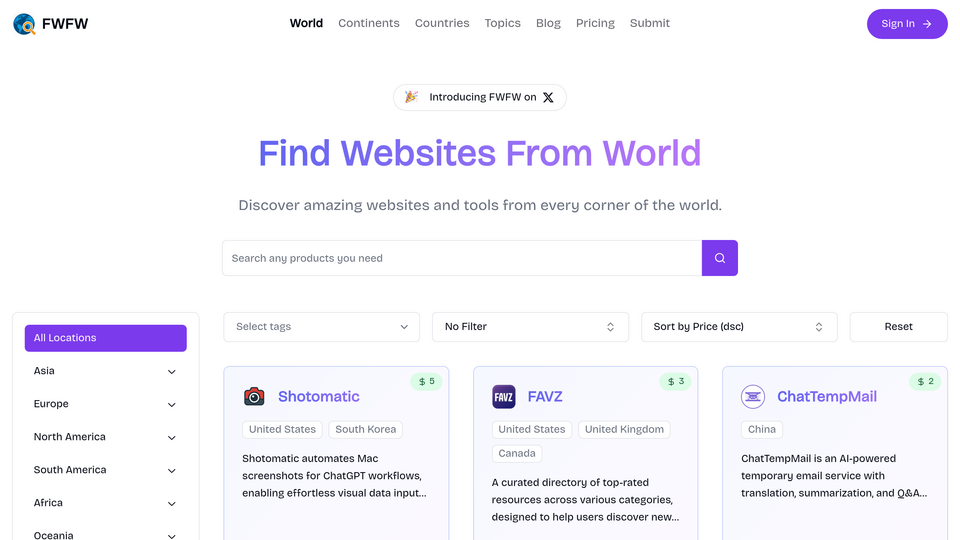 Screenshot of FWFW