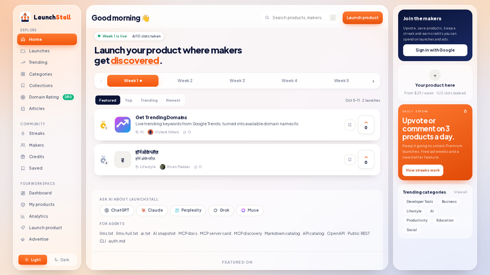 Screenshot of LaunchStall