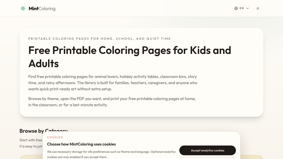 Screenshot of MintColoring