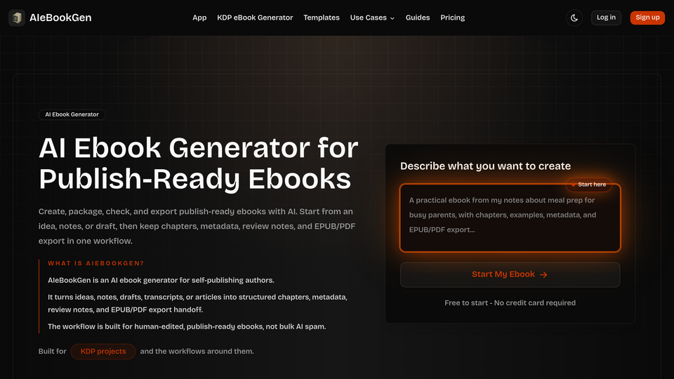 Screenshot of AIeBookGen