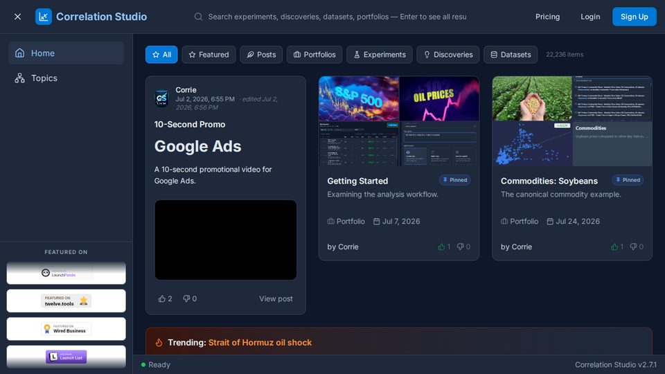 Screenshot of Correlation Studio