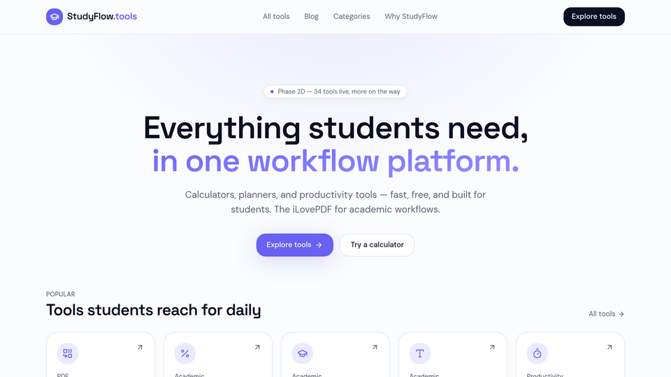 Screenshot of studyflow.tools