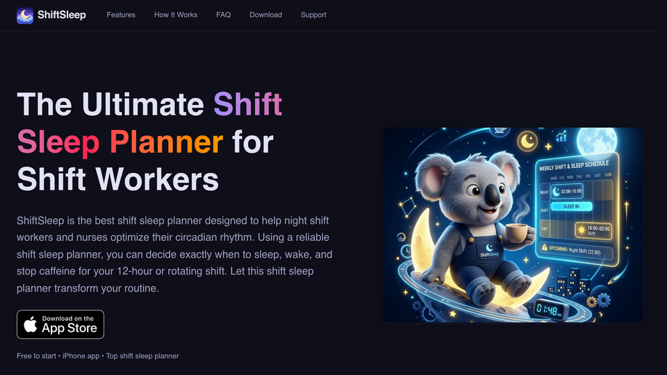 Screenshot of Shift Sleep