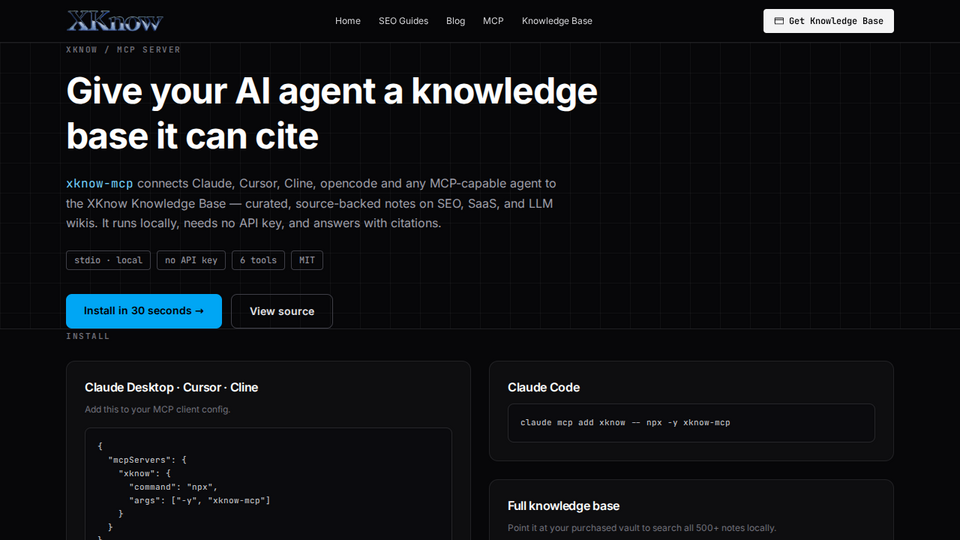 Screenshot of XKnow MCP Server