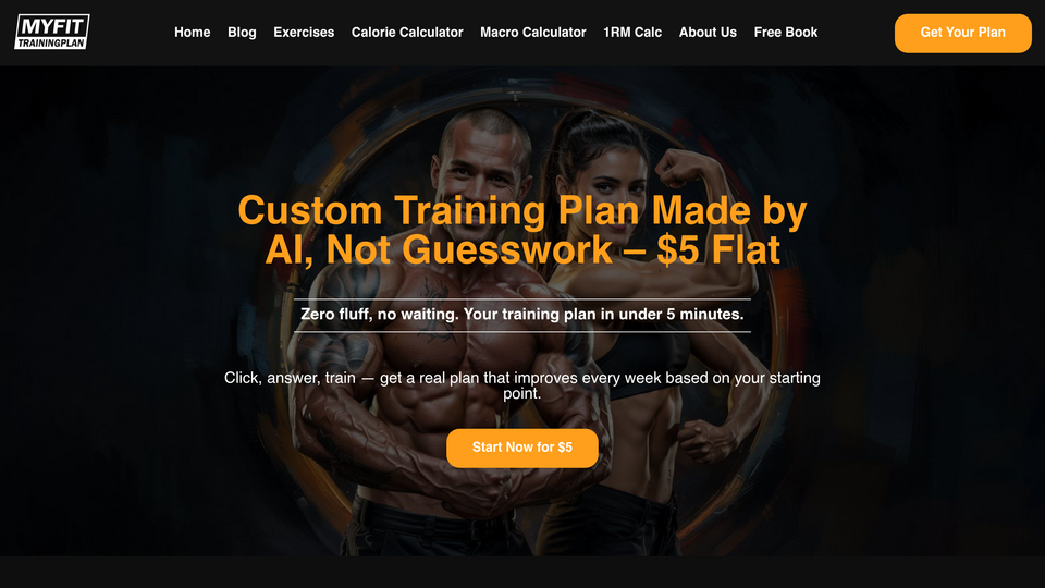 Screenshot of MyFitTrainingPlan.com