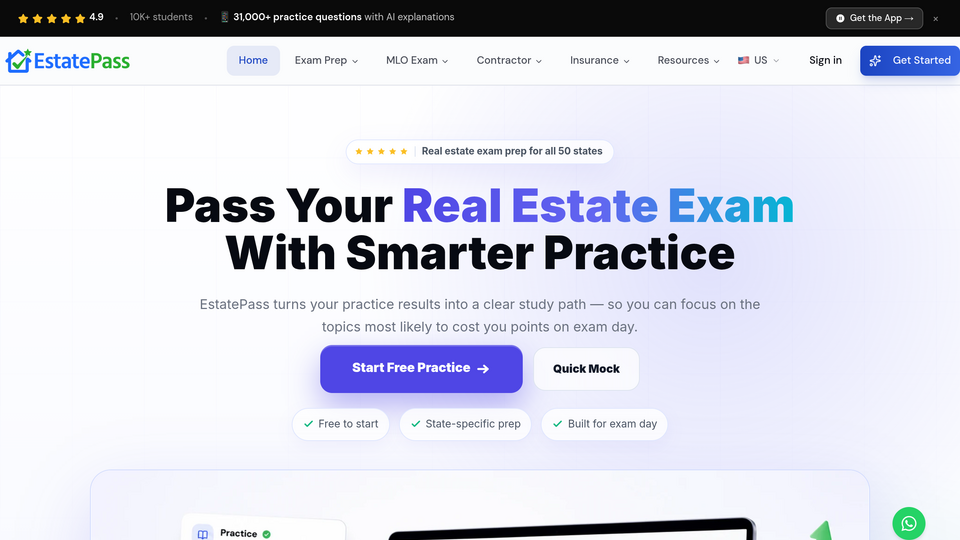 Screenshot of EstatePass