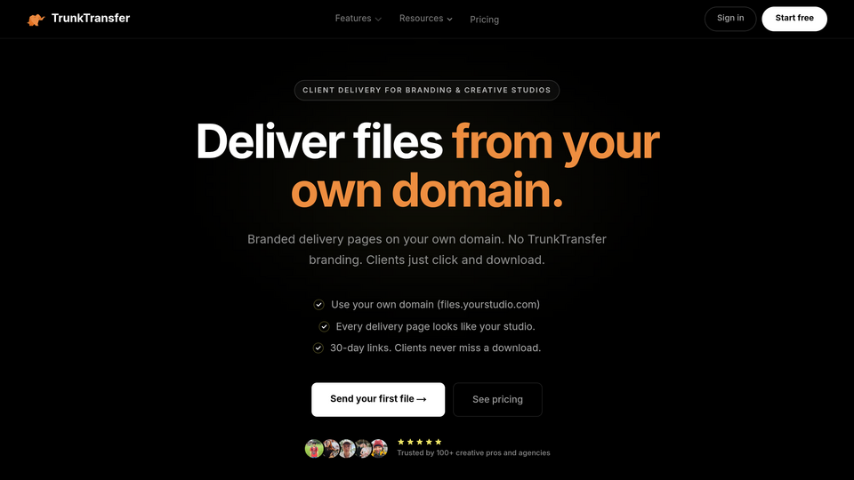 Screenshot of TrunkTransfer