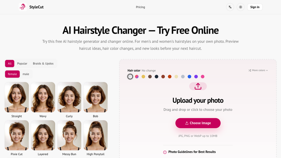 Screenshot of StyleCut