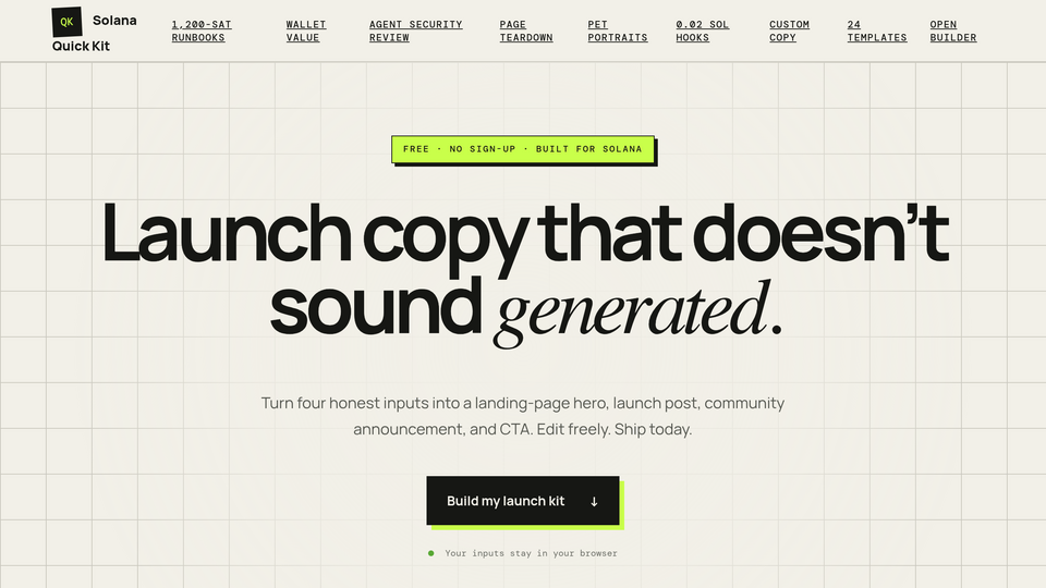 Screenshot of Solana Quick Kit