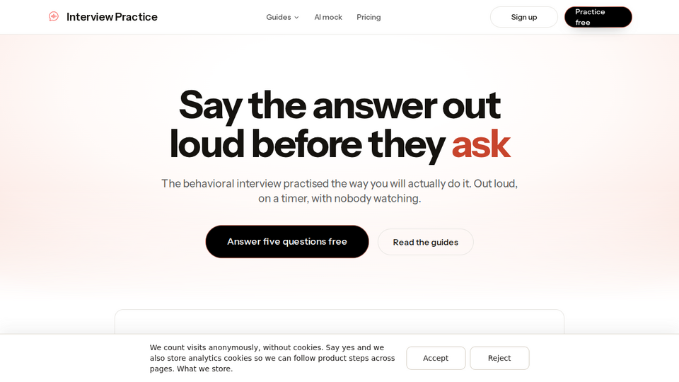 Screenshot of Interview Practice