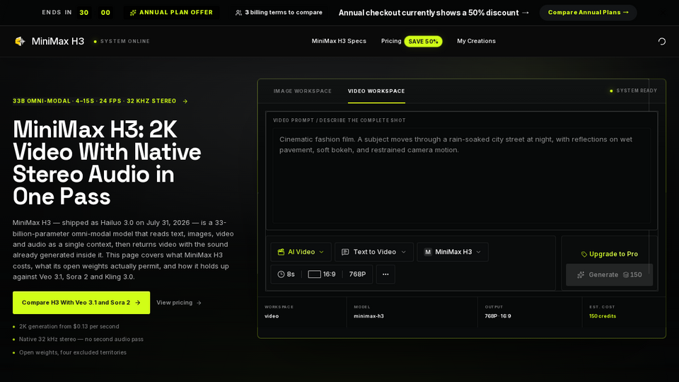 Screenshot of MiniMax H3