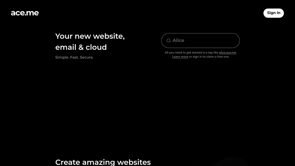 Screenshot of ace.me
