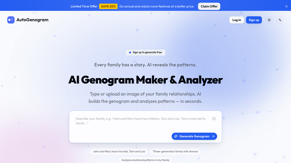 Screenshot of genogram maker