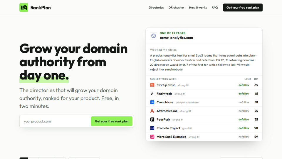 Screenshot of RankPlan