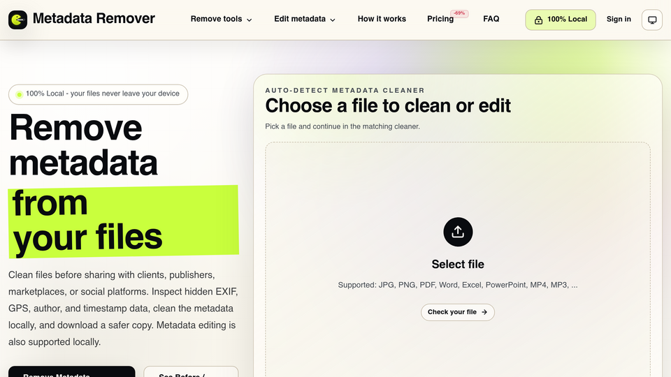 Screenshot of Metadata Remover
