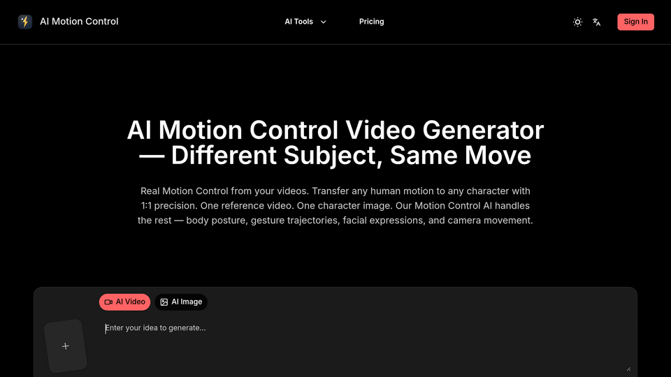 Screenshot of AI Motion Control
