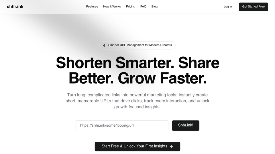 Screenshot of shhr.ink