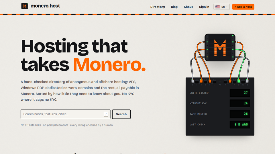 Screenshot of monero.host