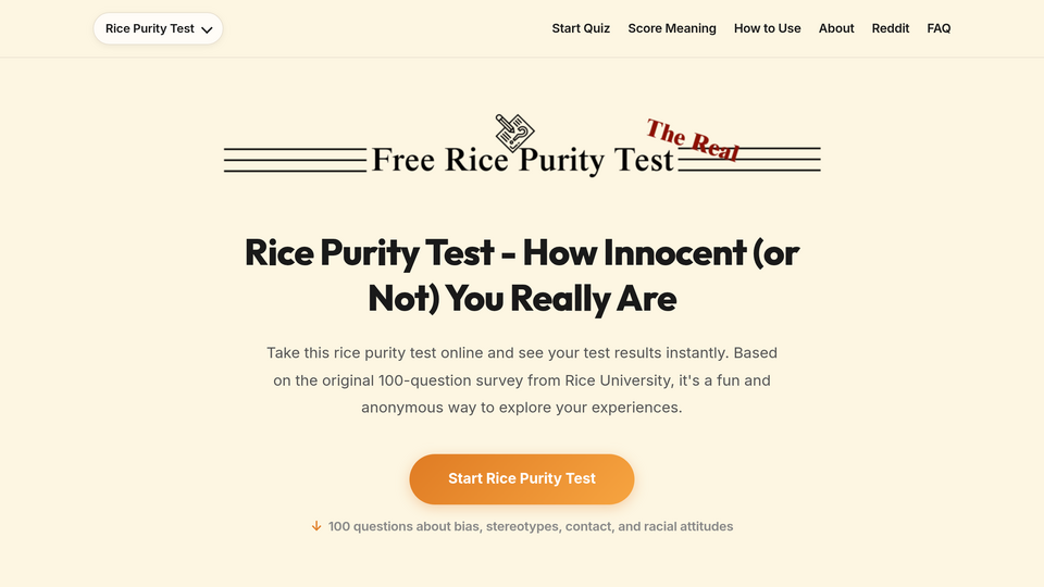 Screenshot of Rice Purity Test