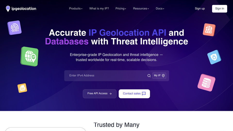Screenshot of ipgeolocation.io