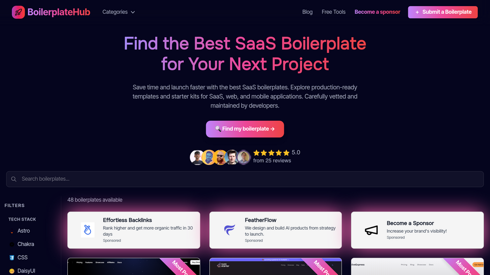 Screenshot of BoilerplateHub