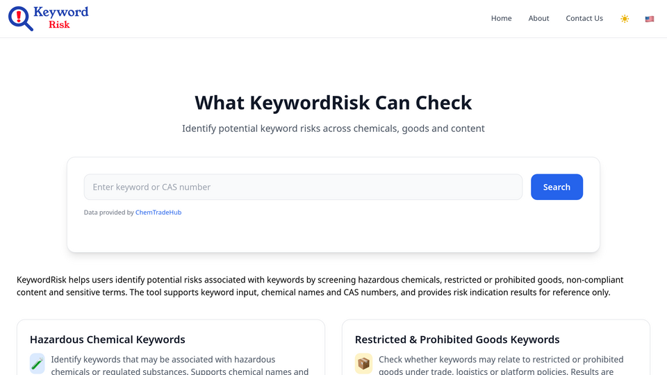 Screenshot of Keyword Risk Check