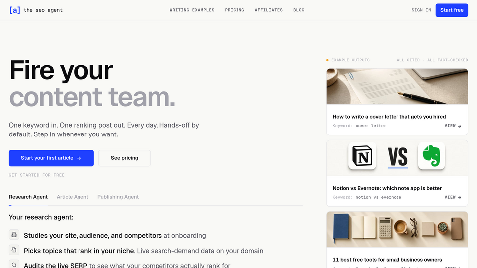 Screenshot of The SEO Agent