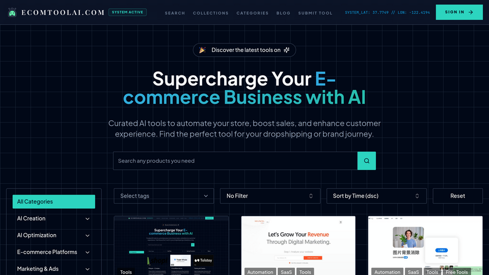 Screenshot of Ecom Tool AI
