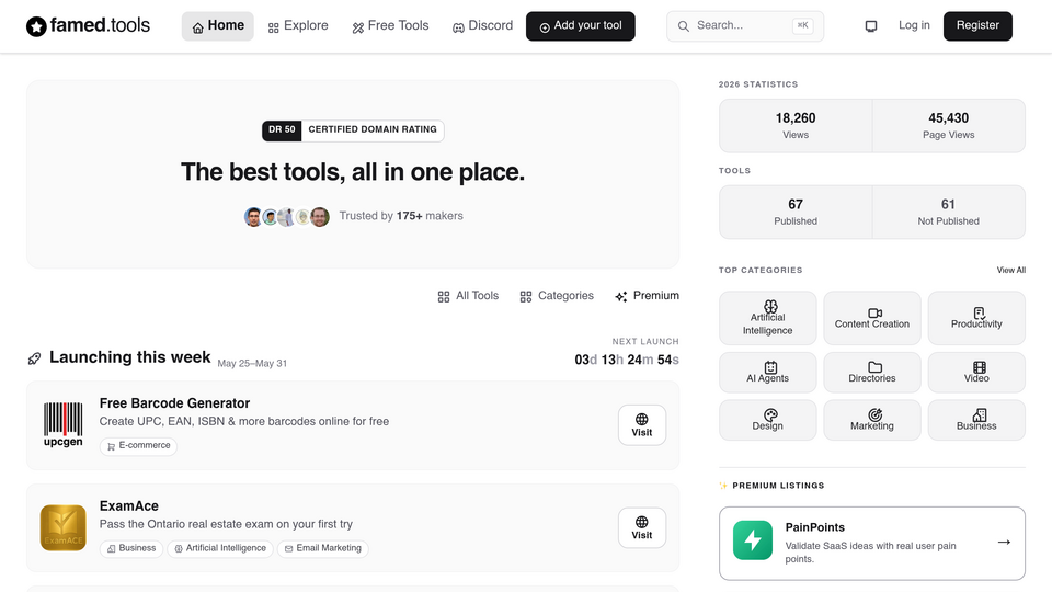 Screenshot of FamedTools