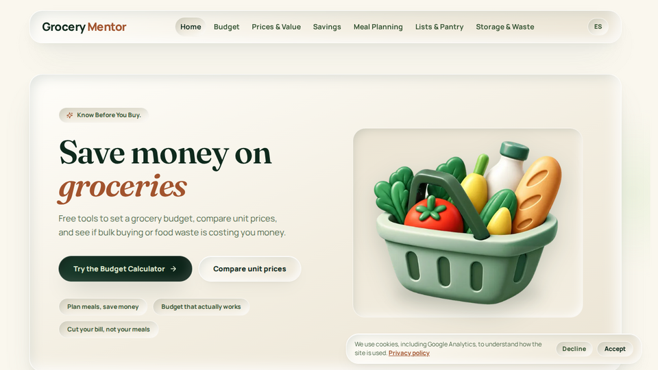 Screenshot of Grocery Mentor