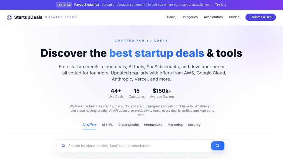 Screenshot of FreeStartupDeals