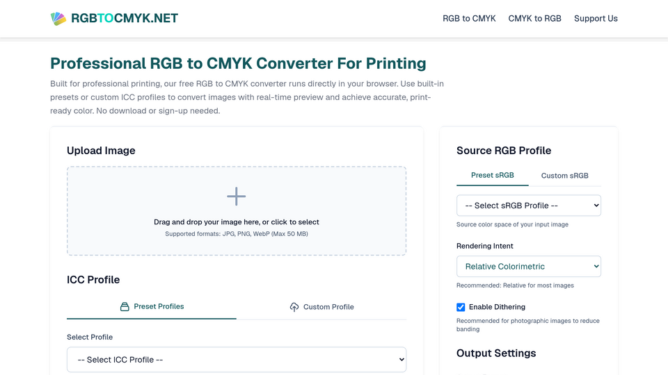 Screenshot of Professional RGB to CMYK