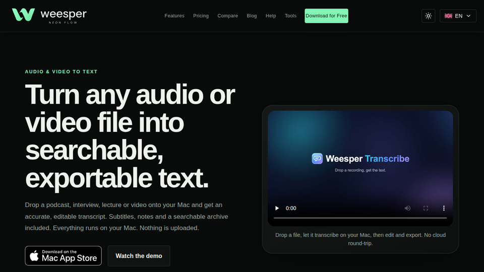 Screenshot of Weesper Transcribe