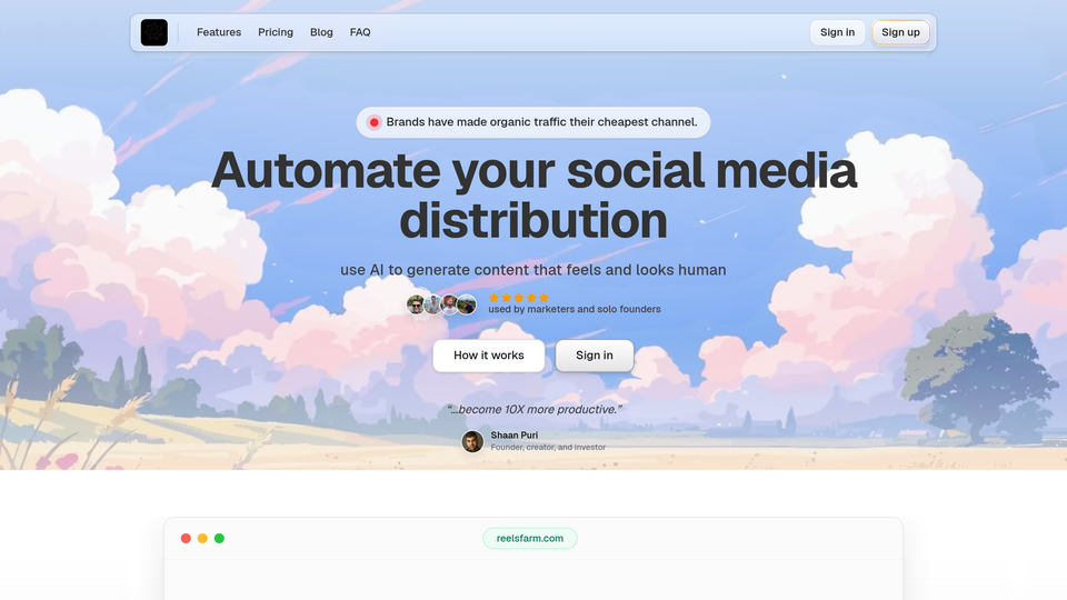 Screenshot of ReelsFarm