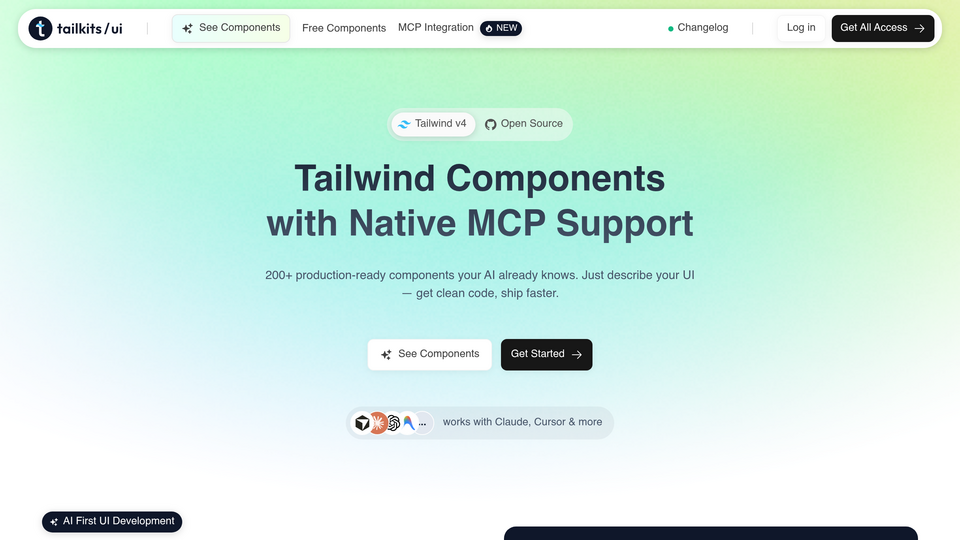 Screenshot of Tailkits UI