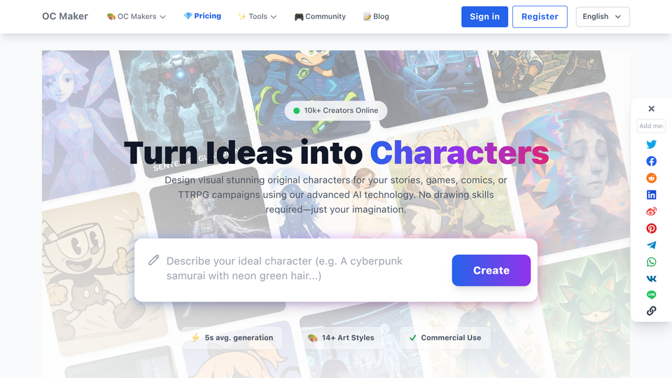 Screenshot of OC Maker