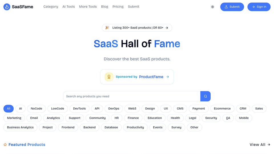 Screenshot of SaaSFame