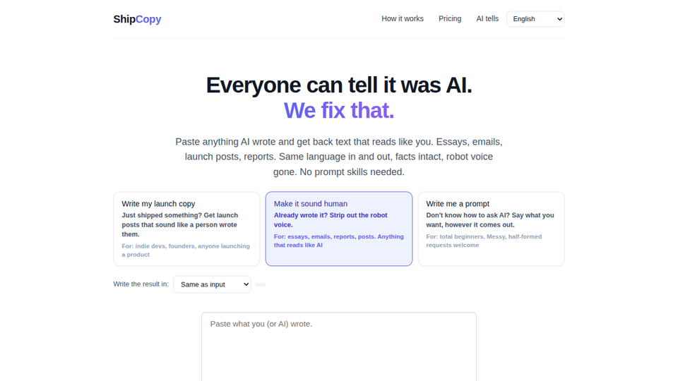 Screenshot of ShipCopy