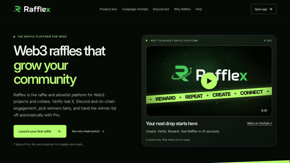 Screenshot of Rafflex