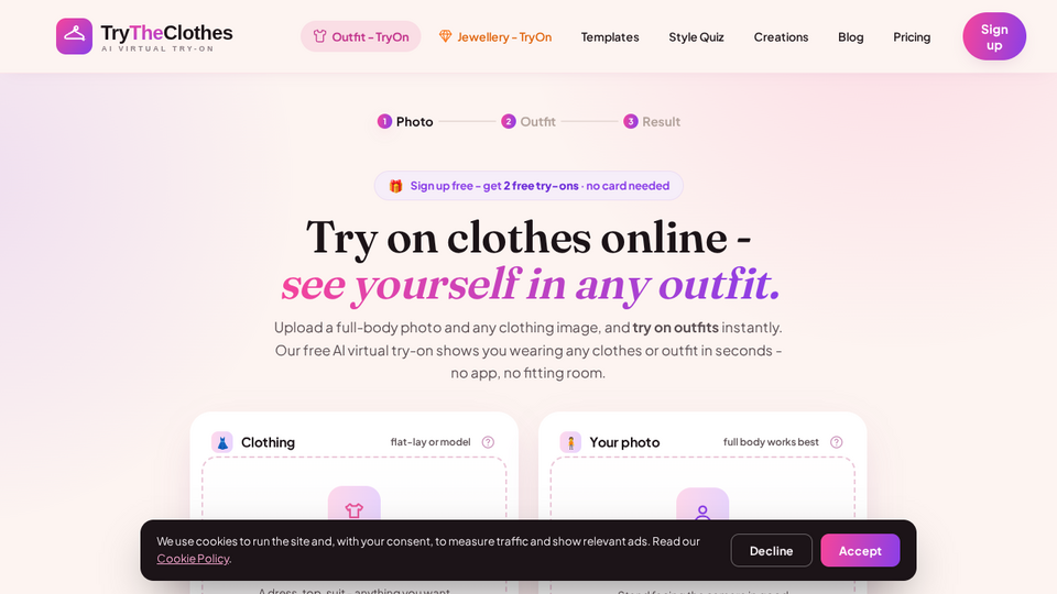 Screenshot of TryTheClothes