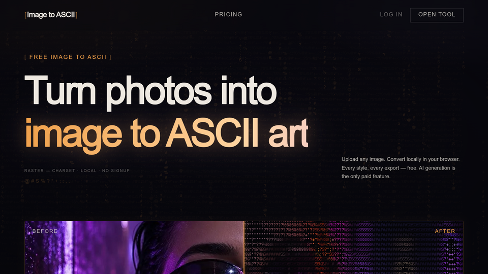 Screenshot of Image to ASCII