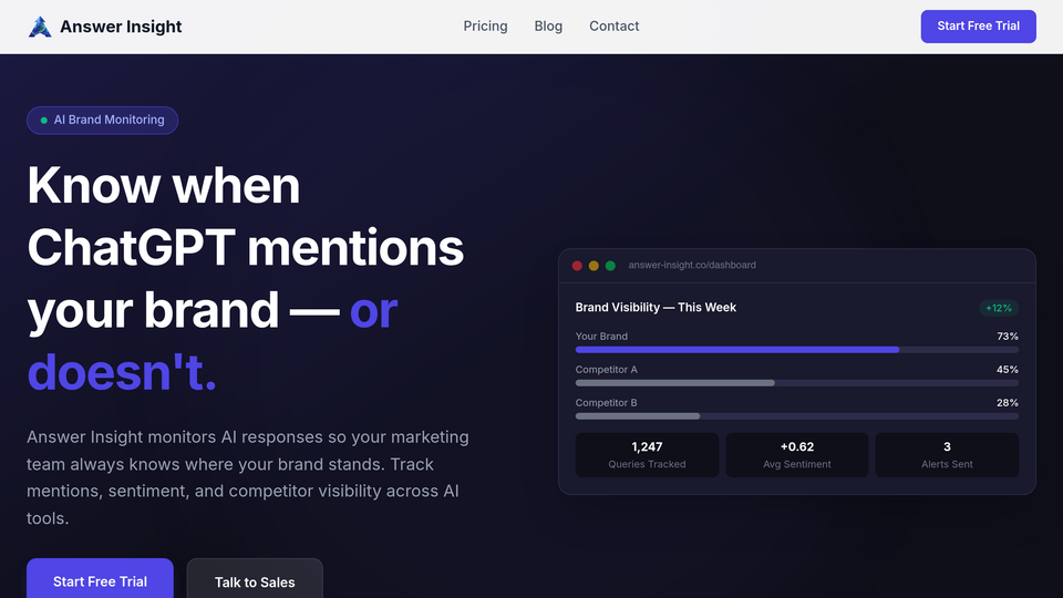 Screenshot of Answer Insight